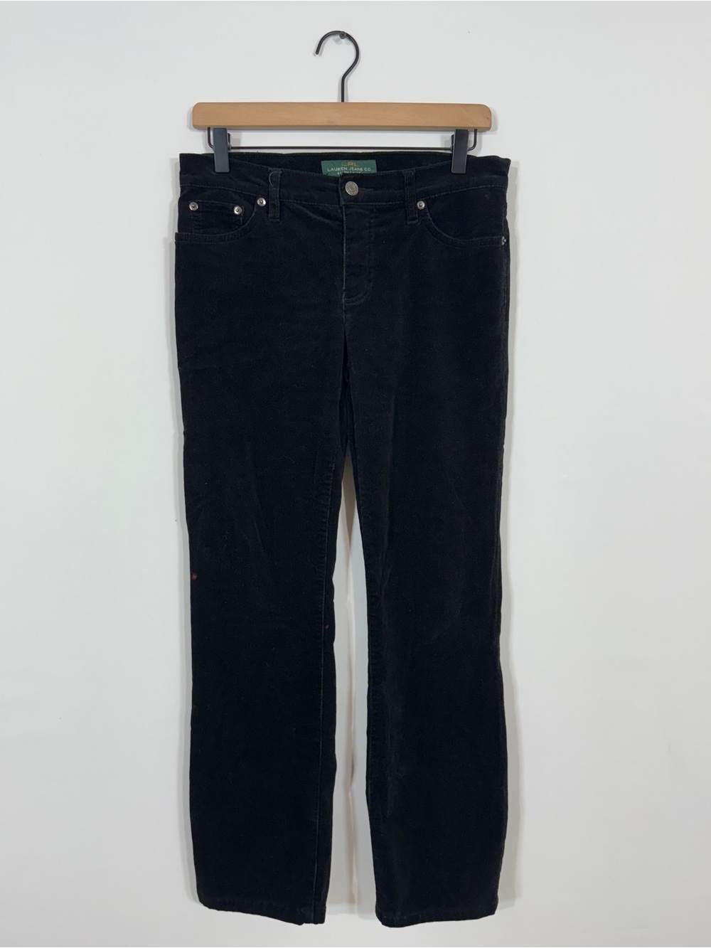 WP102 {Ralph Lauren} "Classic Straight" Black Corduroy Mid Rise Pants
